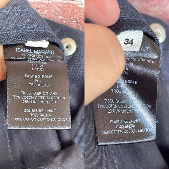 Isabel Marant Etoile Phil zip Patch Pocket Pant Size 34 US6 Faded Night - Picture 16 of 16